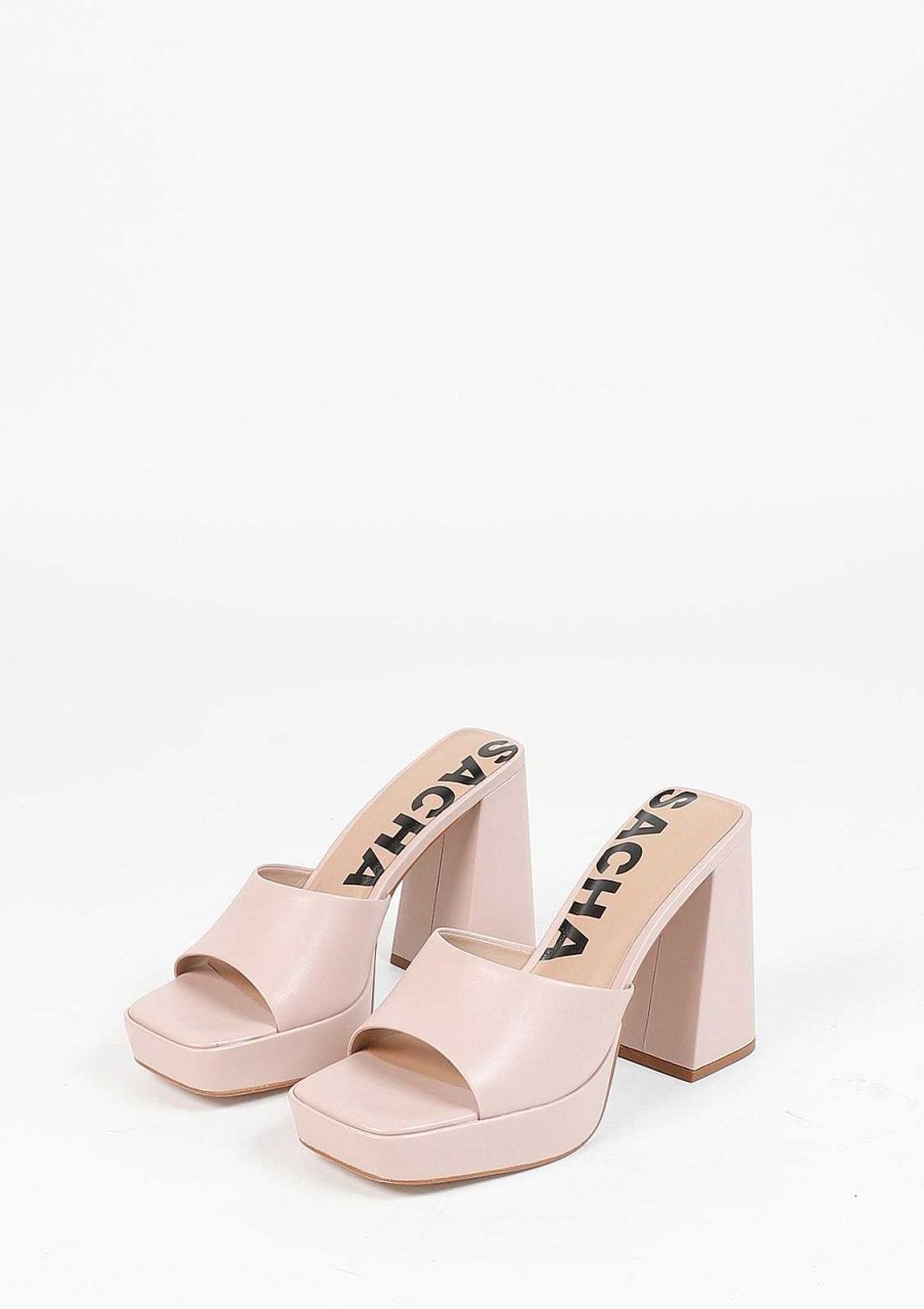 Sacha Wedge Heel Mules - Pink