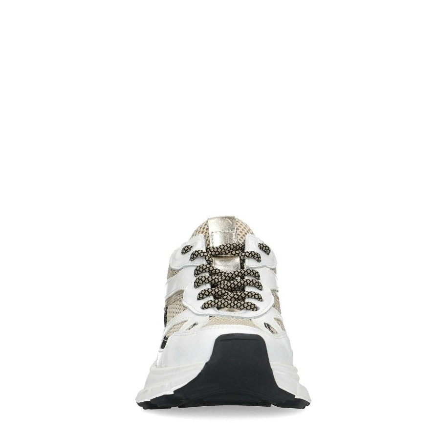 Sacha White Marathon Sneakers With Black Glitter Details