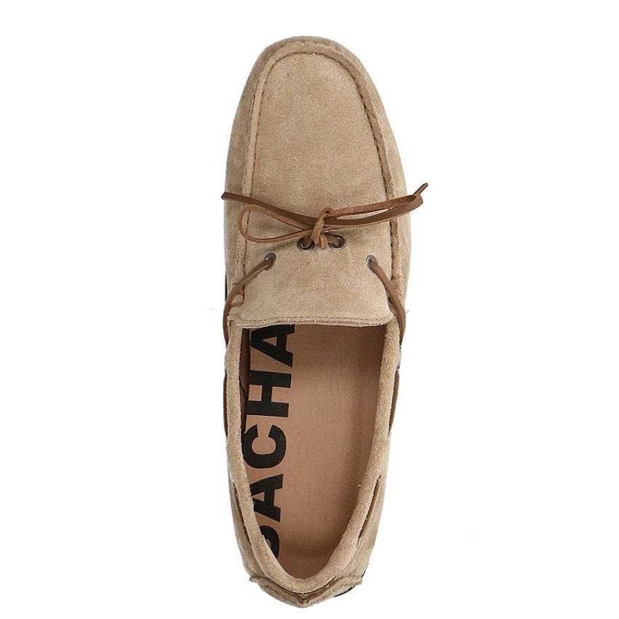 Sacha Suede Loafers With Rope Detail - Beige