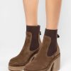 Sacha Suede Ankle Boots With Platform Sole - Brown