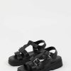 Sacha Leather Platform Sandals - Black