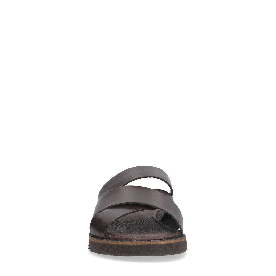 Sacha Leather Slides - Brown