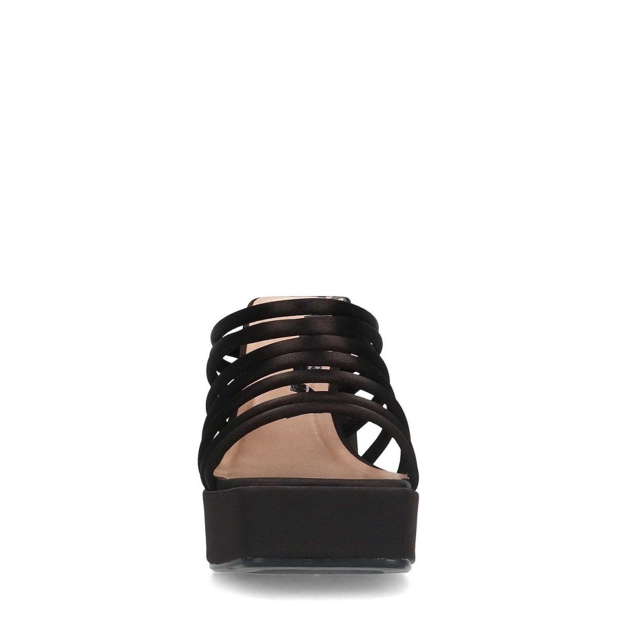 Sacha Satin Sandals With Platform - Black