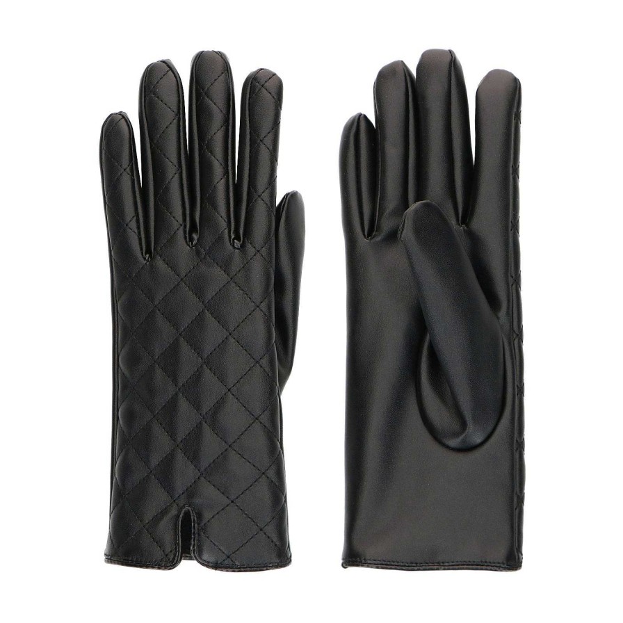 Sacha Gloves With Decorative Stitching - Black