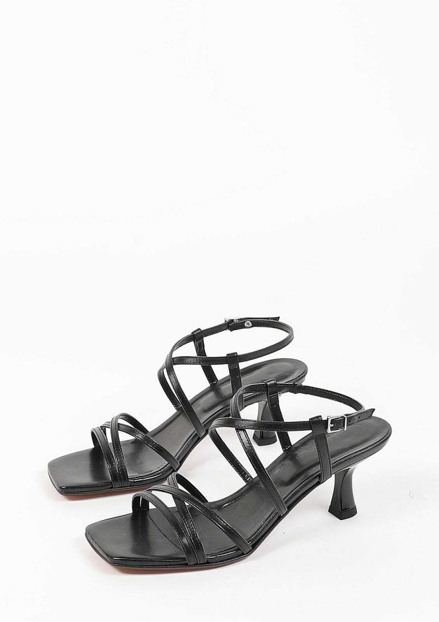 Sacha Funnel Heel Sandals - Black