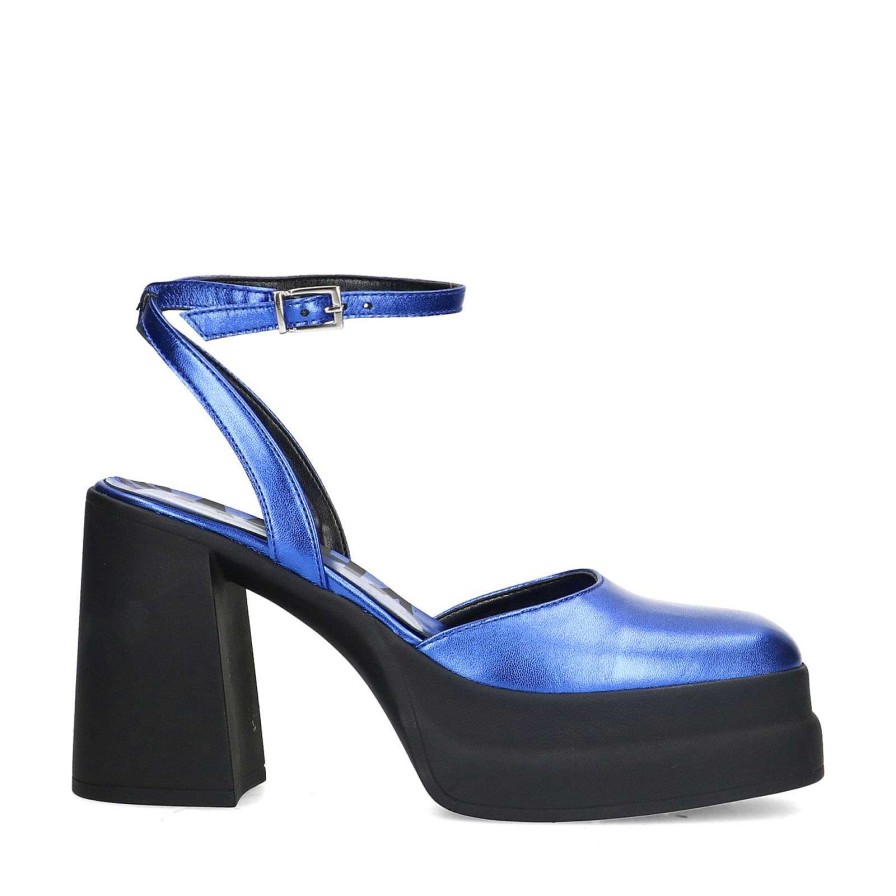 Sacha Metallic Pumps With Platform Sole - Blue