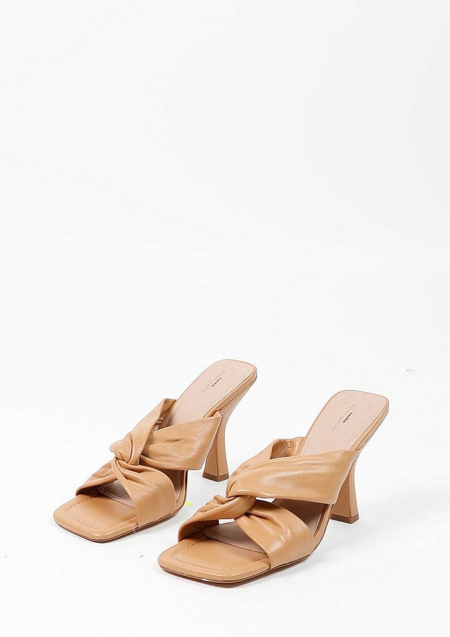 Sacha Leather Mules With Bow - Beige