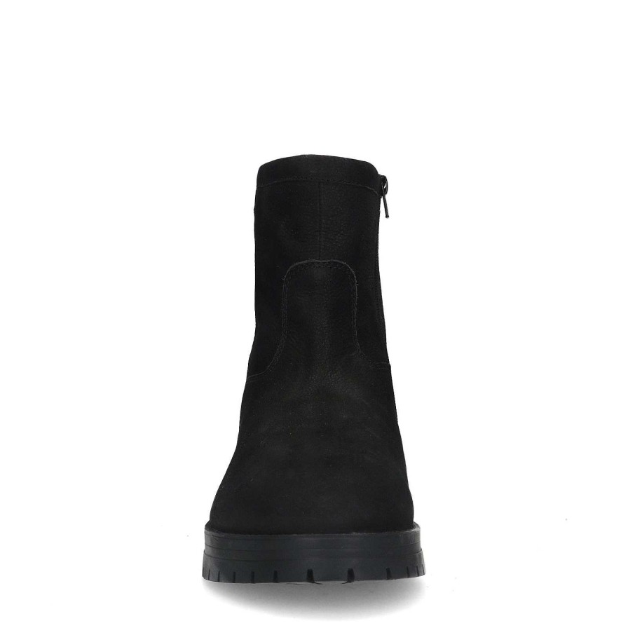 Sacha Nubuck Ankle Boots With Faux Fur - Black