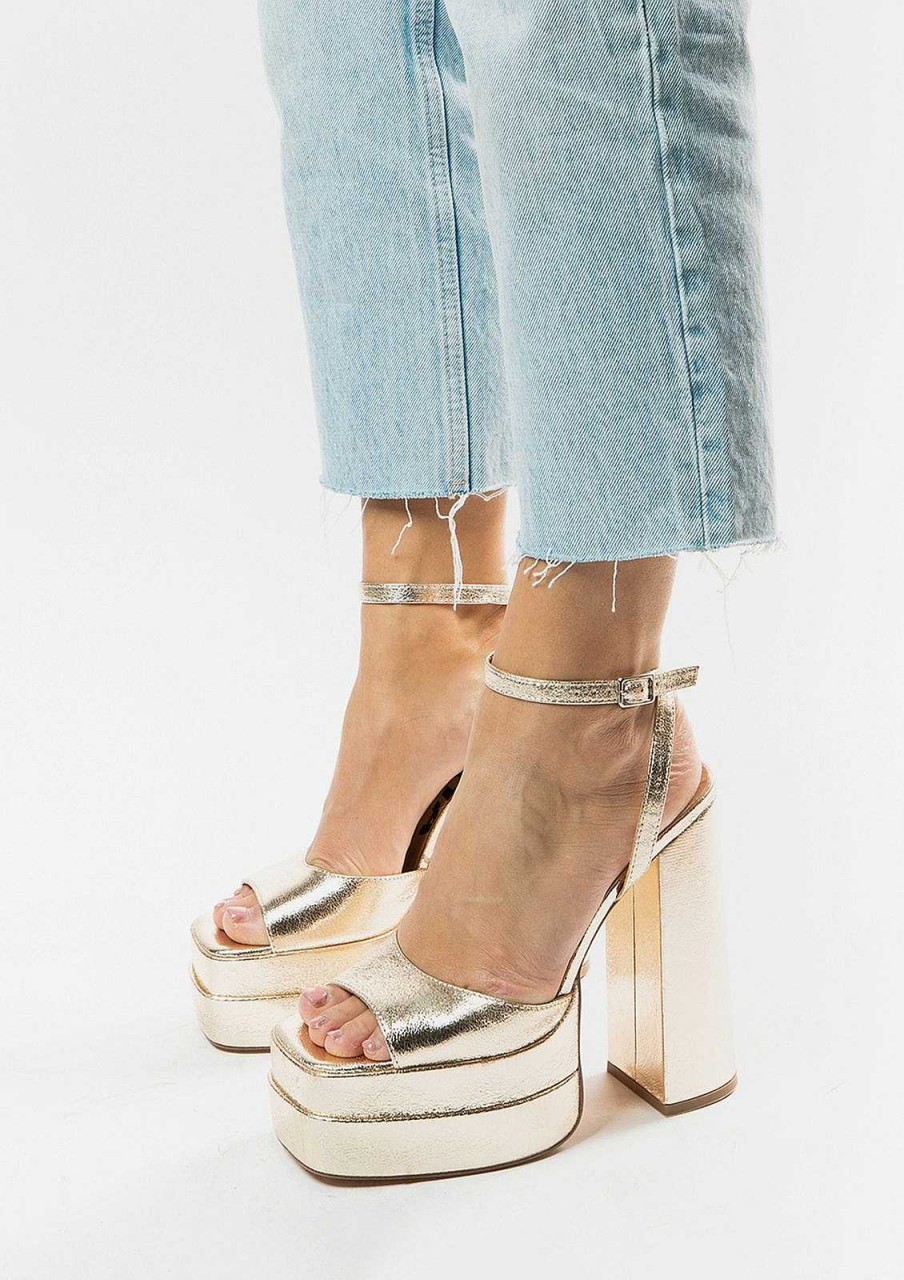 Sacha Heeled Pumps With Platform - Gold