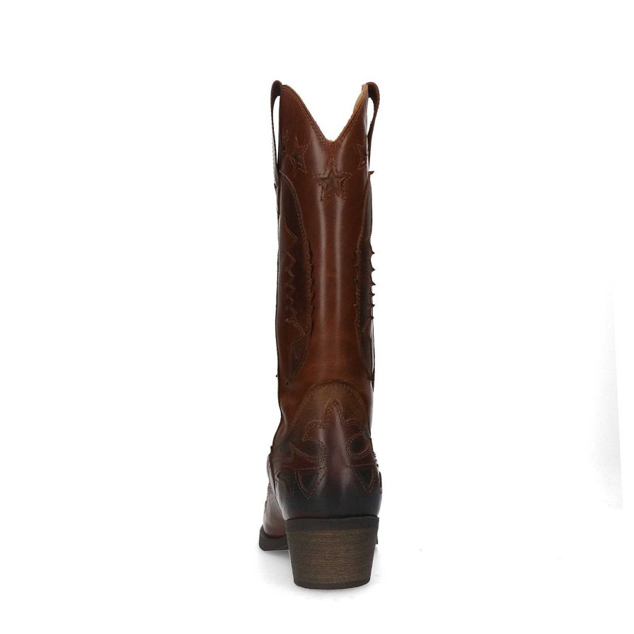 Sacha Leather Cowboy Boots - Brown