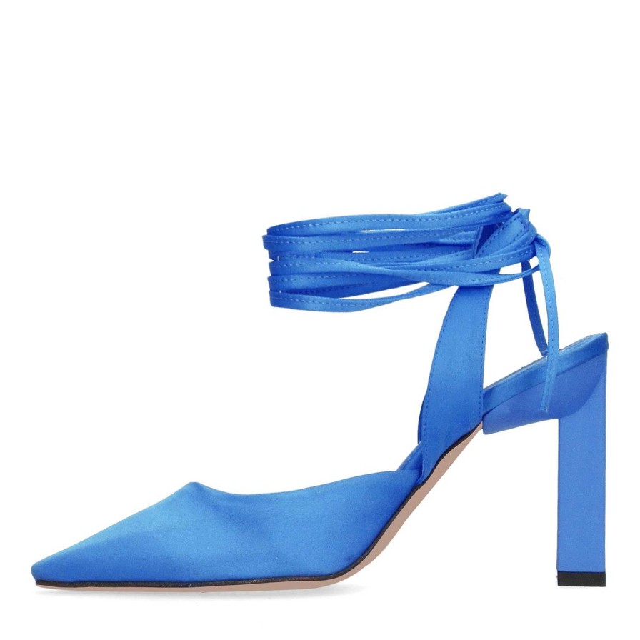 Sacha Lace-Up Strap Pump - Blue