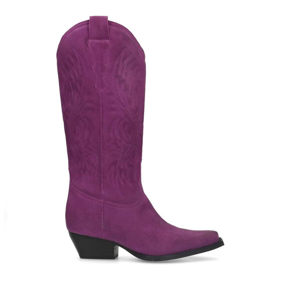 Sacha Suede Cowboy Boots - Purple