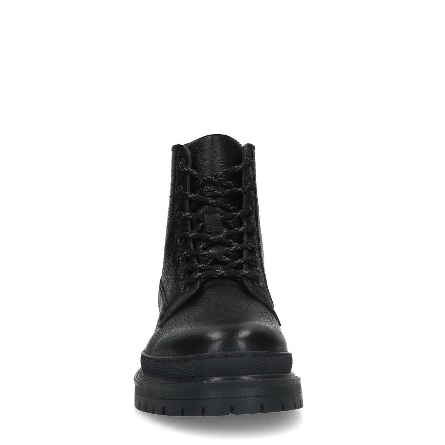 Sacha Lace-Up Leather Ankle Boots - Black