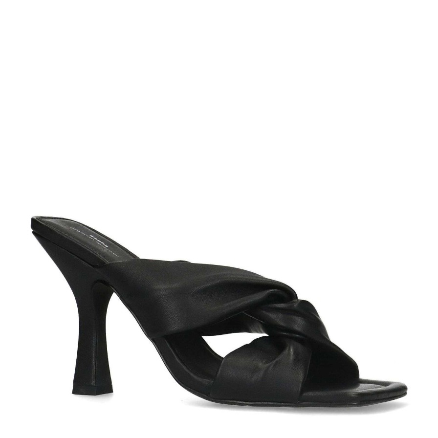 Sacha Knotted Leather Mules - Black