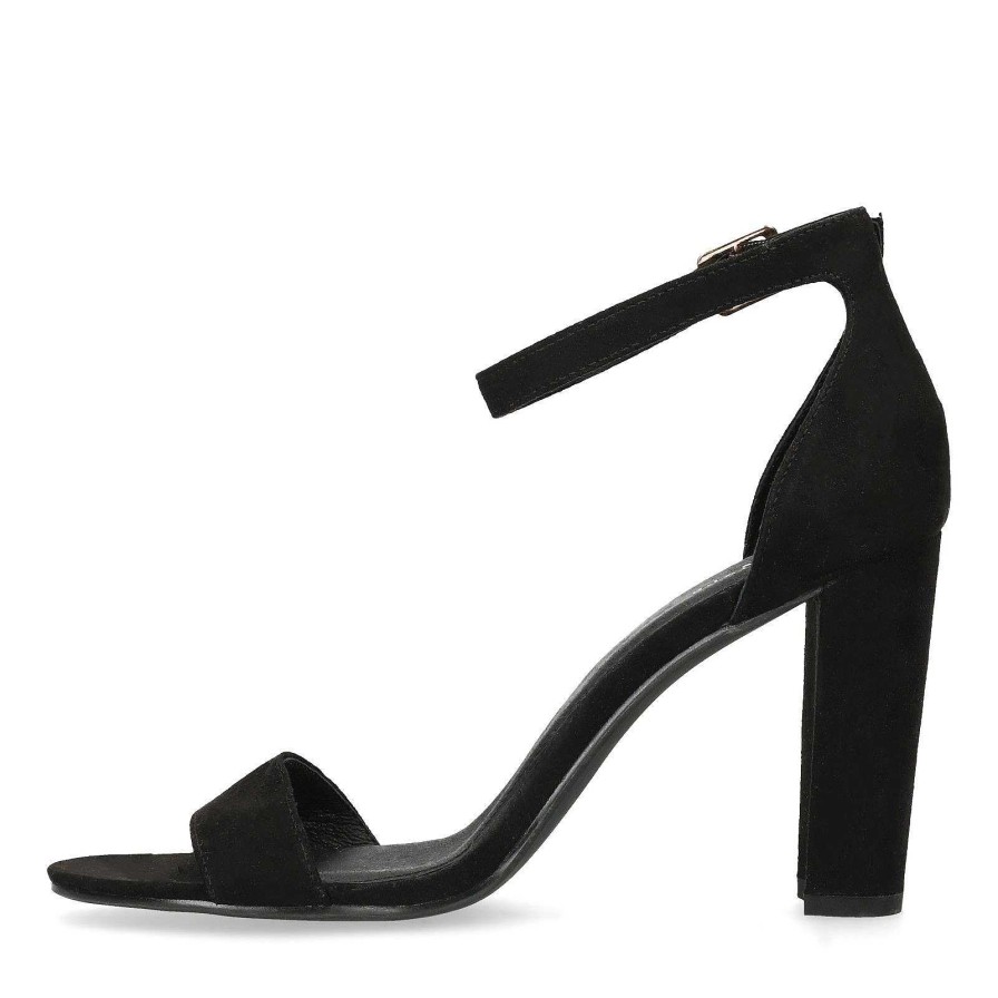 Sacha Synthetic Patent Heeled Sandals - Black