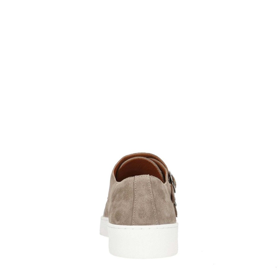 Sacha Suede Buckle Sneakers - Taupe