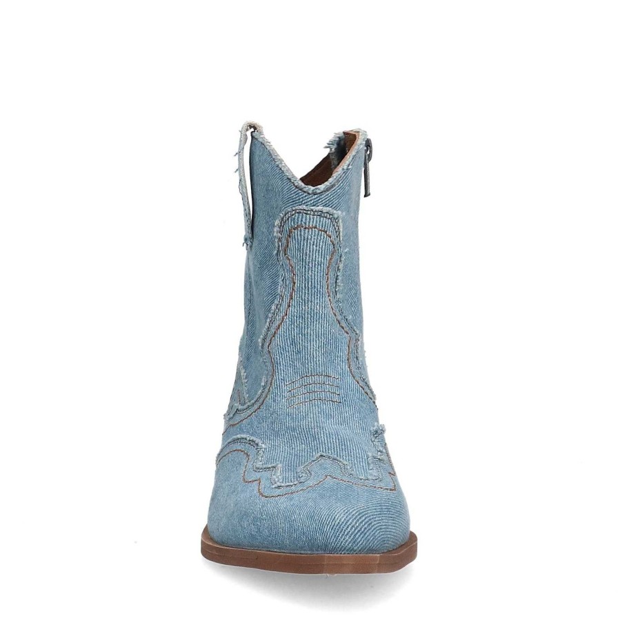 Sacha Heeled Denim Ankle Boots - Blue