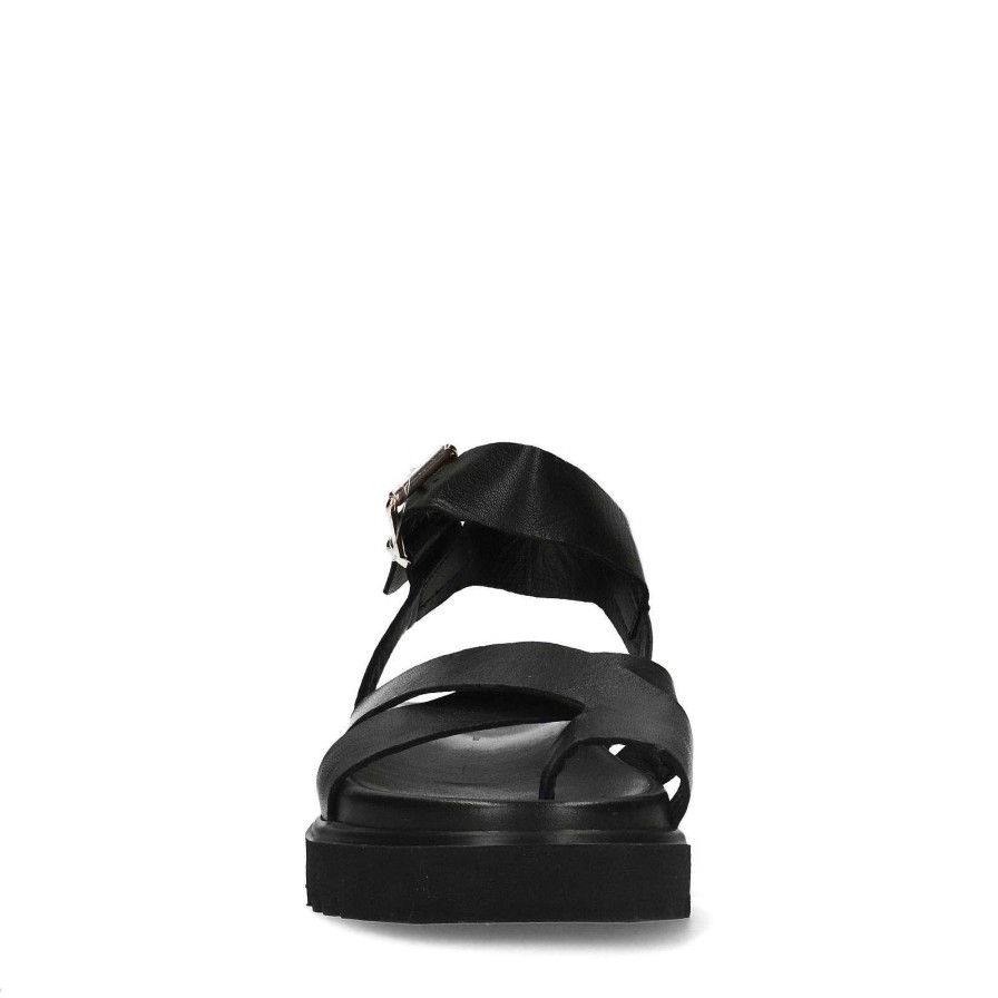 Sacha Leather Platform Sandals - Black