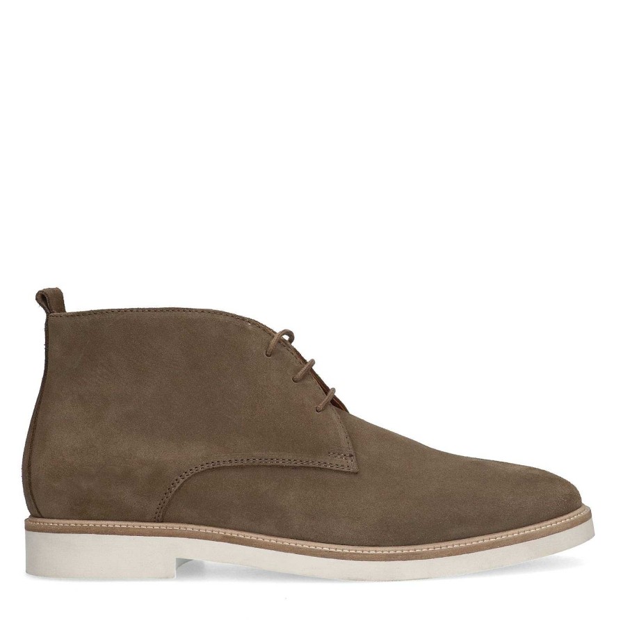 Sacha Suede Lace-Up Boots - Taupe