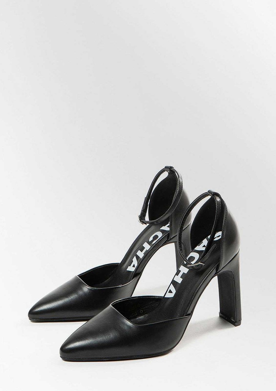 Sacha Synthetic Pumps With Ankle Strap - Black