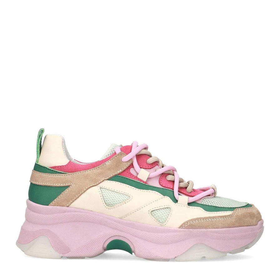 Sacha Sneakers With Beige And Green Details - Pink