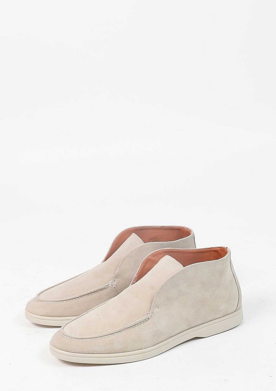 Sacha Beige High Suede Loafers