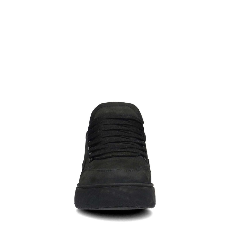 Sacha Nubuck Sneakers With Platform Sole - Black