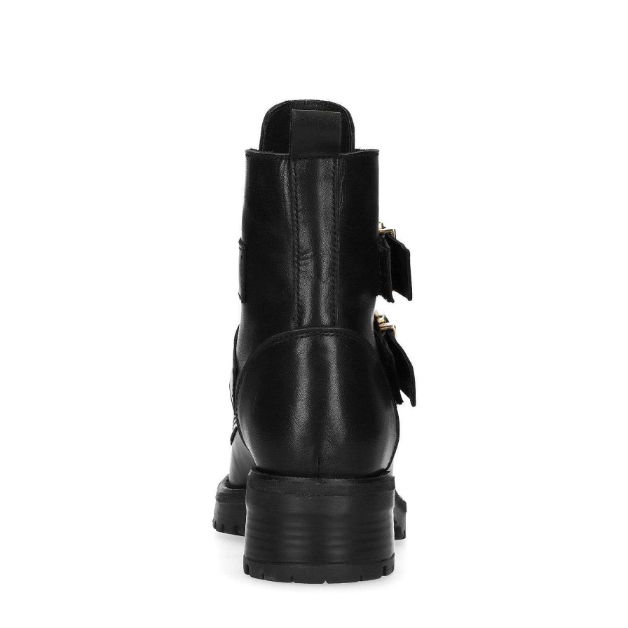 Sacha Biker Boots With Buckles - Black