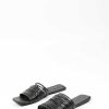 Sacha Leather Slides With Straps - Black