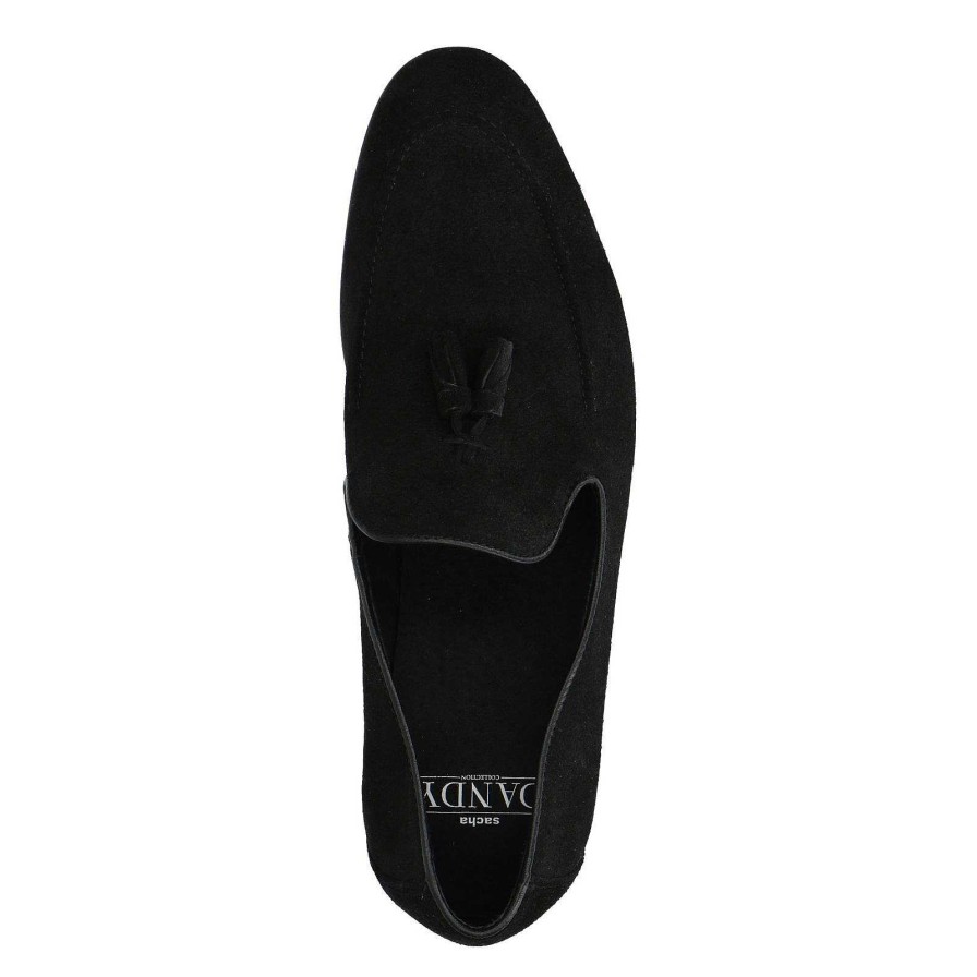 Sacha Suede Loafers With Tassels - Black