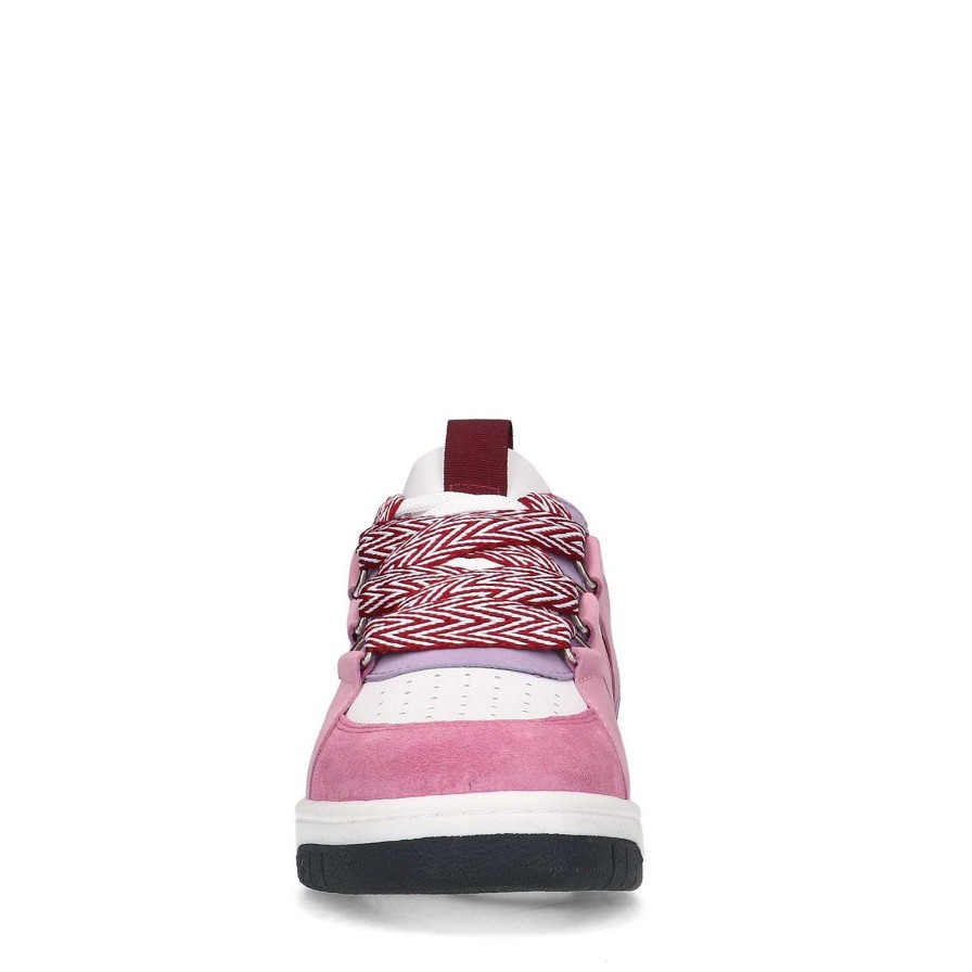 Sacha Suede Sneakers With Large Laces - Pink