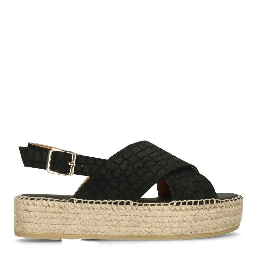 Sacha Suede Platform Sandals - Black