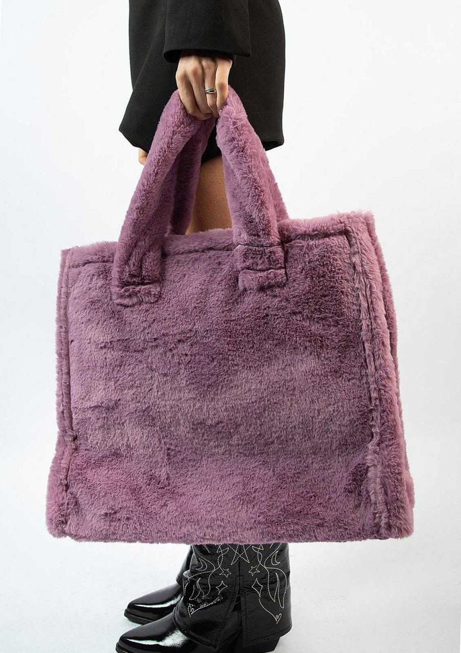 Sacha Tote Bag With Faux Fur - Purple