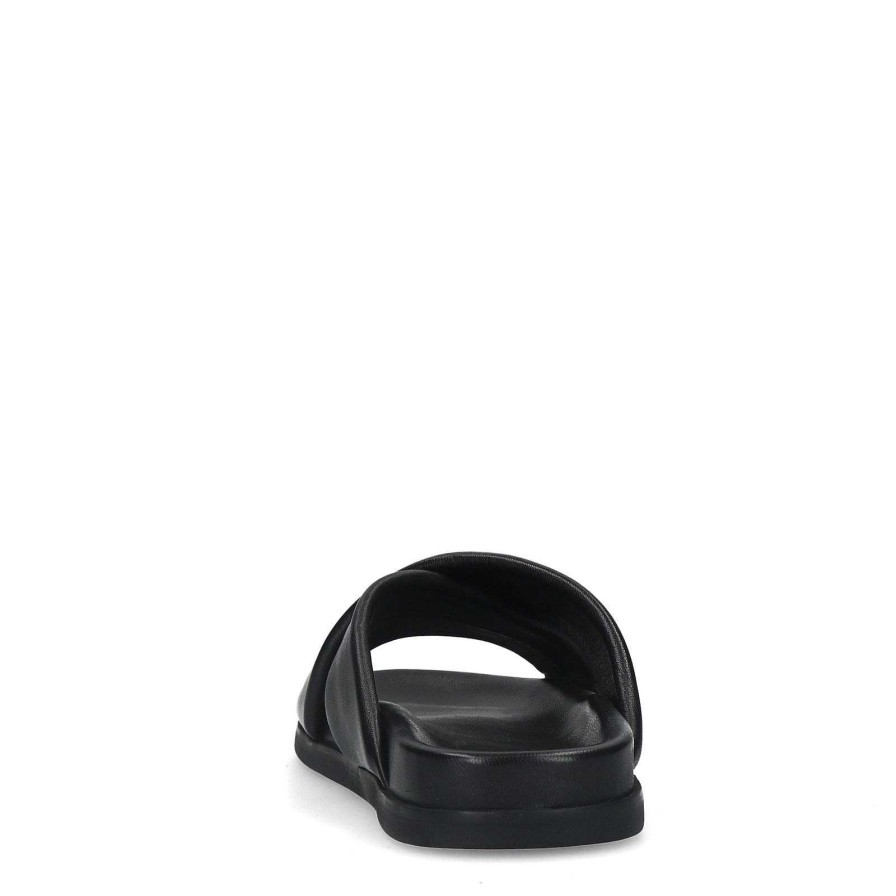 Sacha Leather Slides - Black