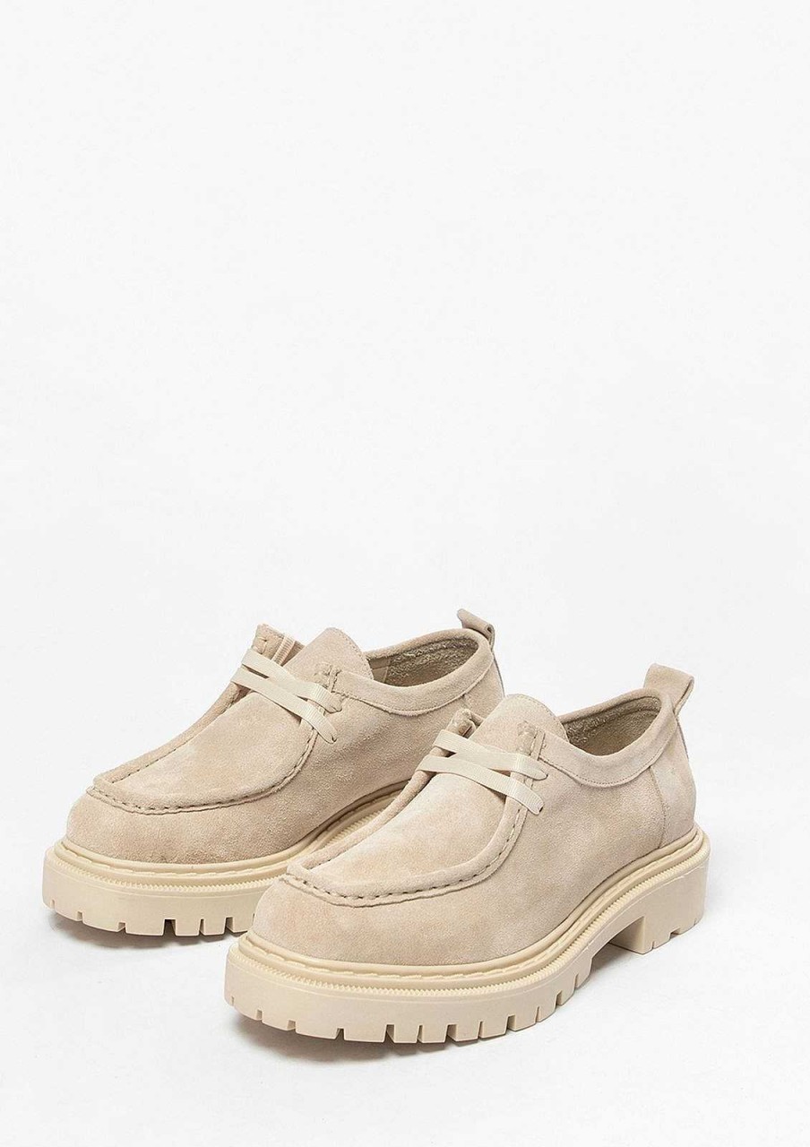 Sacha Suede Lace-Up Shoes - Beige