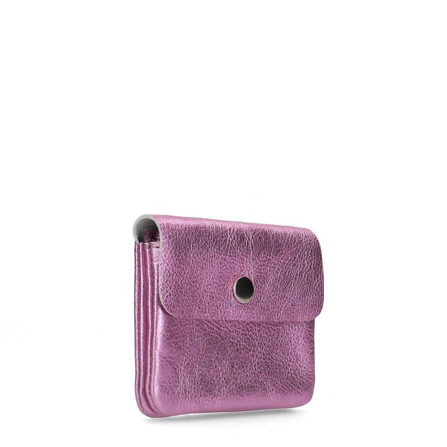 Sacha Metallic Leather Coin Purse - Pink