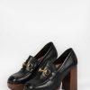 Sacha Leather Loafers With Heel - Black