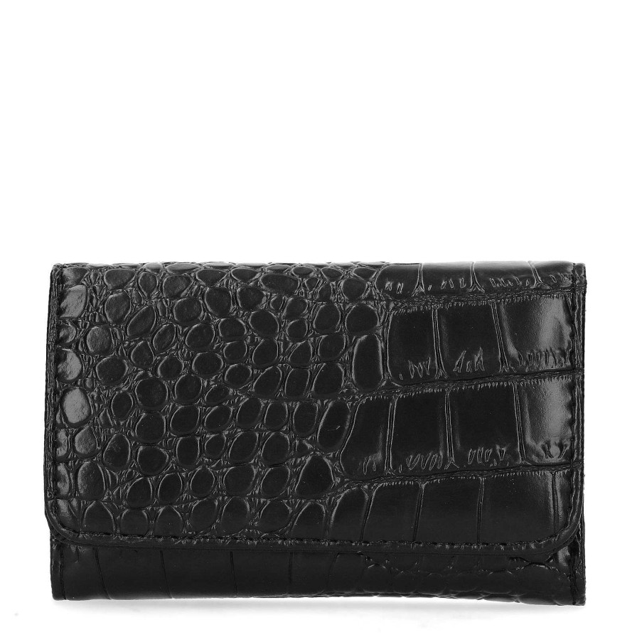 Sacha Wallet With Croc Print - Black