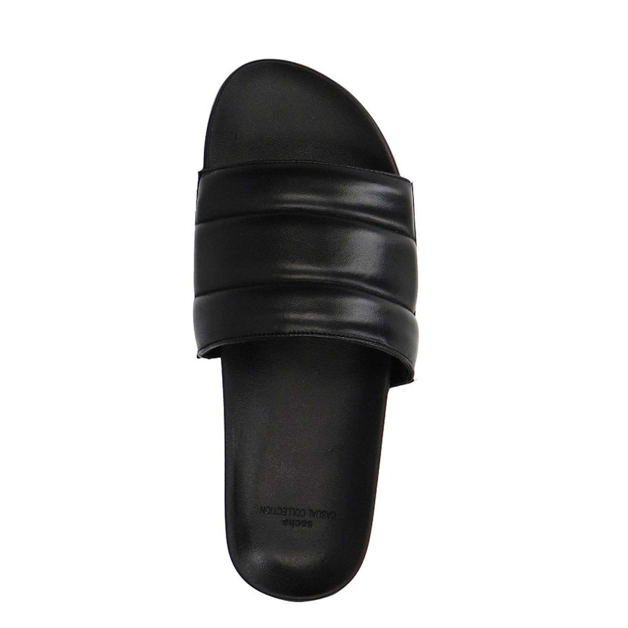 Sacha Leather Slides - Black