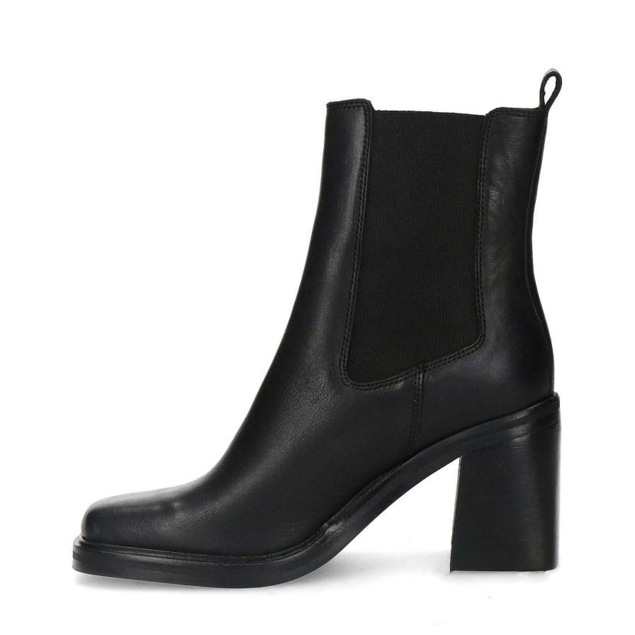 Sacha Leather Chelsea Boots With Cuban Heel - Black