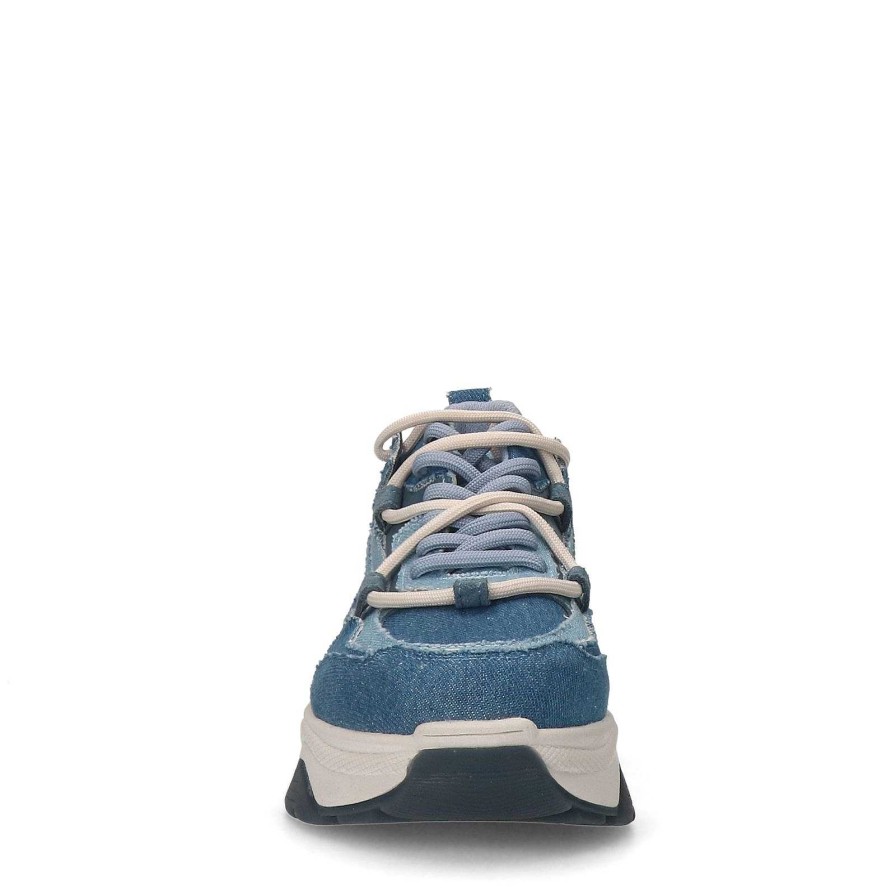 Sacha Denim Platform Sneakers With Double Laces