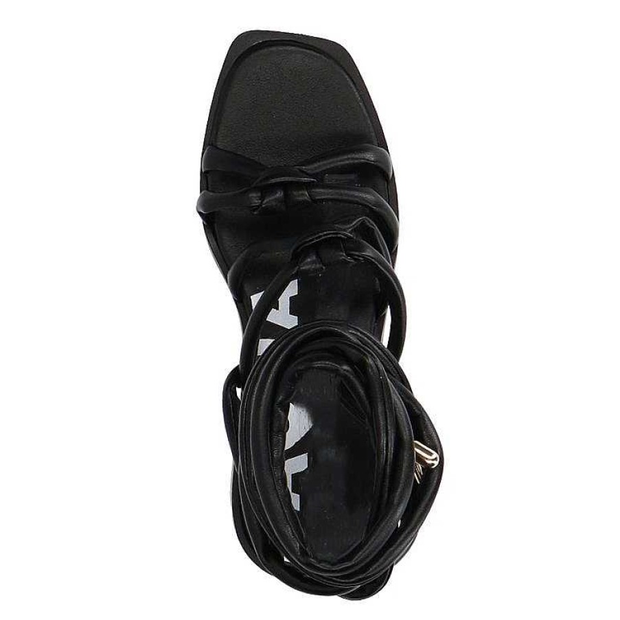 Sacha Platform Sandals With Tie Laces - Black