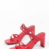 Sacha Metallic Heeled Sandals With Bands - Red