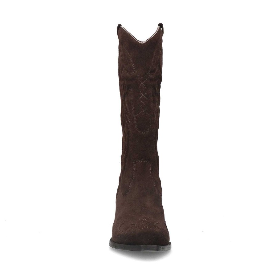 Sacha Suede Cowboy Boots - Brown