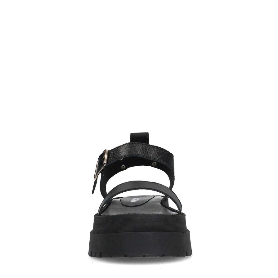 Sacha Leather Platform Sandals - Black