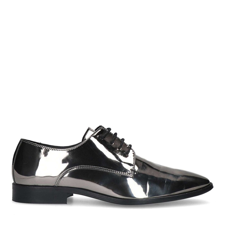 Sacha Metallic Lace-Up Shoes - Silver