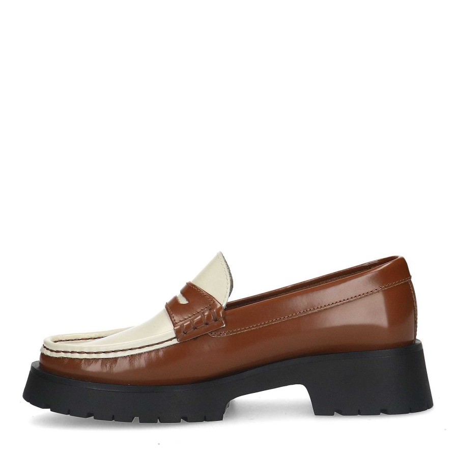 Sacha Leather Platform Loafers With Details - Brown