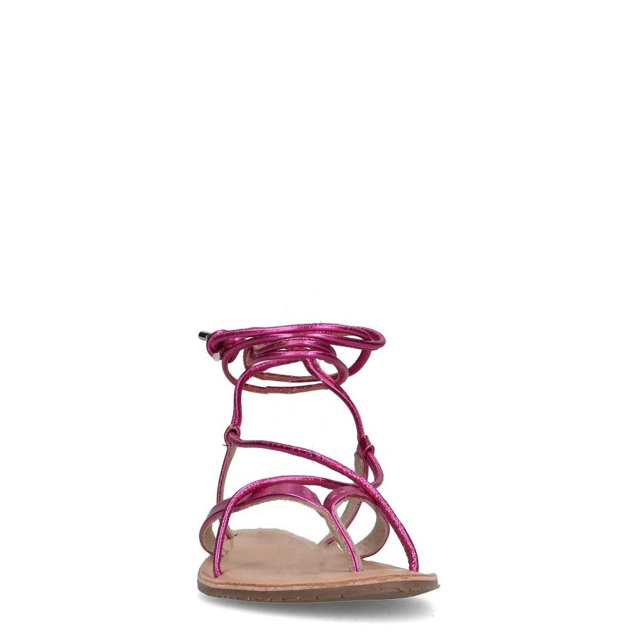 Sacha Metallic Leather Sandals - Pink