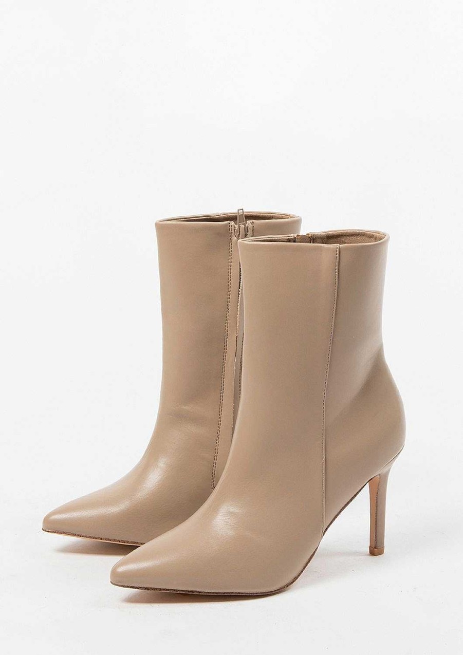 Sacha Stiletto Heel Ankle Boots - Beige