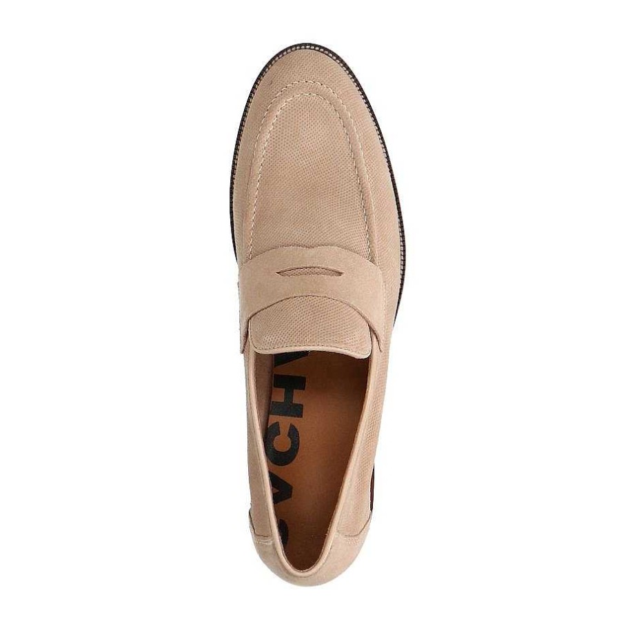 Sacha Suede Penny Loafers - Beige